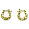 Oro Laminado Small Hoop, Gold Filled Style Hollow Design, Diamond Cutting Finish, Golden Finish, 02.213.0154.15