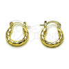Oro Laminado Medium Hoop, Gold Filled Style Hollow Design, Diamond Cutting Finish, Golden Finish, 02.213.0243.1.15
