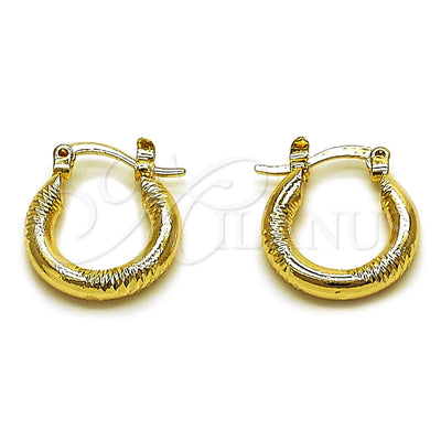 Oro Laminado Medium Hoop, Gold Filled Style Diamond Cutting Finish, Golden Finish, 02.213.0153.15