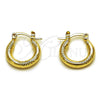 Oro Laminado Medium Hoop, Gold Filled Style Diamond Cutting Finish, Golden Finish, 02.213.0153.15