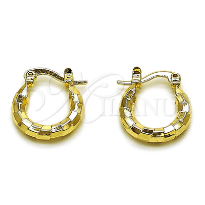 Oro Laminado Small Hoop, Gold Filled Style Hollow Design, Diamond Cutting Finish, Golden Finish, 02.213.0156.15