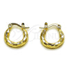 Oro Laminado Small Hoop, Gold Filled Style Hollow Design, Diamond Cutting Finish, Golden Finish, 02.213.0156.15