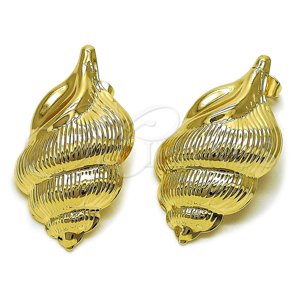 Oro Laminado Stud Earring, Gold Filled Style Snail Design, Polished, Golden Finish, 02.196.0287