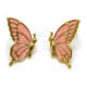 Oro Laminado Stud Earring, Gold Filled Style Butterfly Design, Pink Enamel Finish, Golden Finish, 02.196.0289.1