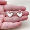 Oro Laminado Small Hoop, Gold Filled Style Heart Design, White Enamel Finish, Golden Finish, 02.196.0291.20