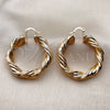 Oro Laminado Medium Hoop, Gold Filled Style Twist Design, Polished, Golden Finish, 02.170.0154.1.40