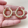 Oro Laminado Small Hoop, Gold Filled Style Twist and Hollow Design, Polished, Golden Finish, 02.163.0150.30