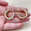 Oro Laminado Stud Earring, Gold Filled Style Hollow and Twist Design, Polished, Golden Finish, 02.196.0294.30