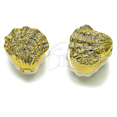 Oro Laminado Huggie Hoop, Gold Filled Style Shell Design, with Ivory Pearl, Polished, Golden Finish, 02.196.0295.22