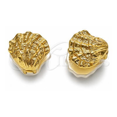 Oro Laminado Huggie Hoop, Gold Filled Style Shell Design, with Ivory Pearl, Polished, Golden Finish, 02.196.0295.22