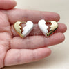Oro Laminado Huggie Hoop, Gold Filled Style Heart Design, with Ivory Pearl, Polished, Golden Finish, 02.196.0299.25