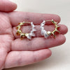 Oro Laminado Huggie Hoop, Gold Filled Style Twist Design, with Ivory Pearl, Polished, Golden Finish, 02.196.0301.24