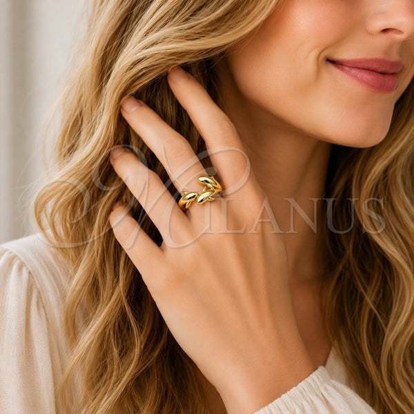 Oro Laminado Elegant Ring, Gold Filled Style Dolphin Design, Polished, Golden Finish, 01.381.0017 (One size fits all)
