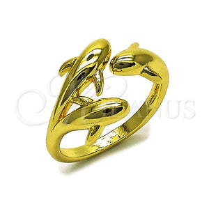 Oro Laminado Elegant Ring, Gold Filled Style Dolphin Design, Polished, Golden Finish, 01.381.0017 (One size fits all)