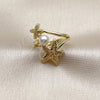 Oro Laminado Elegant Ring, Gold Filled Style Star and Ball Design, with Ivory Pearl, Polished, Golden Finish, 01.381.0019 (One size fits all)