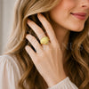 Oro Laminado Elegant Ring, Gold Filled Style Shell and Ball Design, Polished, Golden Finish, 01.381.0022 (One size fits all)
