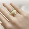 Oro Laminado Elegant Ring, Gold Filled Style Shell and Ball Design, Polished, Golden Finish, 01.381.0022 (One size fits all)