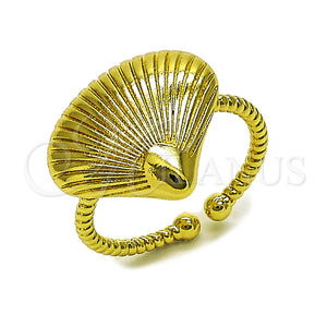 Oro Laminado Elegant Ring, Gold Filled Style Shell and Ball Design, Polished, Golden Finish, 01.381.0022 (One size fits all)