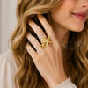 Oro Laminado Elegant Ring, Gold Filled Style Star Design, Polished, Golden Finish, 01.381.0024 (One size fits all)
