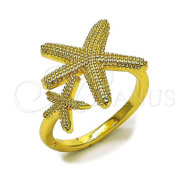 Oro Laminado Elegant Ring, Gold Filled Style Star Design, Polished, Golden Finish, 01.381.0024 (One size fits all)