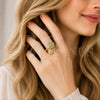 Oro Laminado Multi Stone Ring, Gold Filled Style Snail and Cluster Design, with White Cubic Zirconia and White Micro Pave, Polished, Golden Finish, 01.381.0026 (One size fits all)