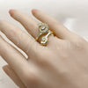 Oro Laminado Multi Stone Ring, Gold Filled Style Snail and Cluster Design, with White Cubic Zirconia and White Micro Pave, Polished, Golden Finish, 01.381.0026 (One size fits all)