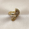 Oro Laminado Multi Stone Ring, Gold Filled Style Snail and Cluster Design, with White Cubic Zirconia and White Micro Pave, Polished, Golden Finish, 01.381.0026 (One size fits all)