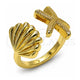 Oro Laminado Elegant Ring, Gold Filled Style Star and Shell Design, Polished, Golden Finish, 01.381.0027 (One size fits all)