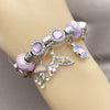 Stainless Steel Individual Bangle, Star and Fish Design, with Violet and Cyclamen Opal Crystal, Pink Polished, Steel Finish, 07.464.0051 (03 MM Thickness, One size fits all)