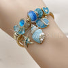 Stainless Steel Individual Bangle, Shell and Star Design, with Light Turquoise Crystal and Ivory Pearl, Blue Enamel Finish, Steel Finish, 07.464.0054 (03 MM Thickness, One size fits all)