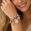 Stainless Steel Individual Bangle, Shell and Star Design, with Light Rose Crystal and Ivory Pearl, Pink Enamel Finish, Golden Finish, 07.464.0055 (03 MM Thickness, One size fits all)