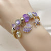 Stainless Steel Individual Bangle, Shell and Star Design, with Crystal and Violet Crystal, Polished, Golden Finish, 07.464.0056 (03 MM Thickness, One size fits all)