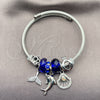 Stainless Steel Individual Bangle, Dolphin and Shell Design, with Heliotrope Crystal, Polished, Steel Finish, 07.464.0058 (03 MM Thickness, One size fits all)