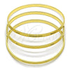 Oro Laminado Trio Bangle, Gold Filled Style Diamond Cutting Finish, Golden Finish, 07.170.0077.04 (Thickness, Size 4 (2.25 Diameter))