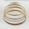 Oro Laminado Trio Bangle, Gold Filled Style Diamond Cutting Finish, Golden Finish, 07.170.0078.04 (Thickness, Size 4 (2.25 Diameter))