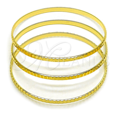 Oro Laminado Trio Bangle, Gold Filled Style Diamond Cutting Finish, Golden Finish, 07.170.0078.04 (Thickness, Size 4 (2.25 Diameter))