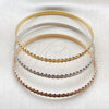 Oro Laminado Trio Bangle, Gold Filled Style Polished, Tricolor, 07.170.0080.06 (Thickness, Size 6 (2.75 Diameter))