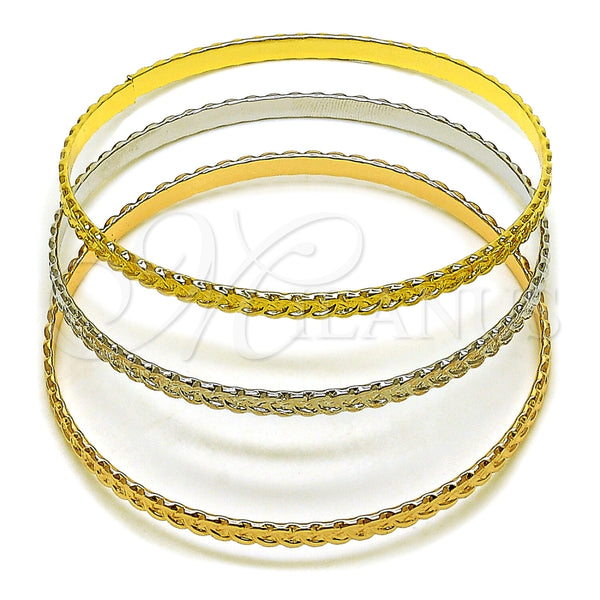 Oro Laminado Trio Bangle, Gold Filled Style Polished, Tricolor, 07.170.0080.06 (Thickness, Size 6 (2.75 Diameter))