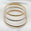 Oro Laminado Trio Bangle, Gold Filled Style Polished, Tricolor, 07.170.0081.06 (Thickness, Size 6 (2.75 Diameter))