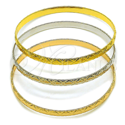 Oro Laminado Trio Bangle, Gold Filled Style Polished, Tricolor, 07.170.0081.06 (Thickness, Size 6 (2.75 Diameter))