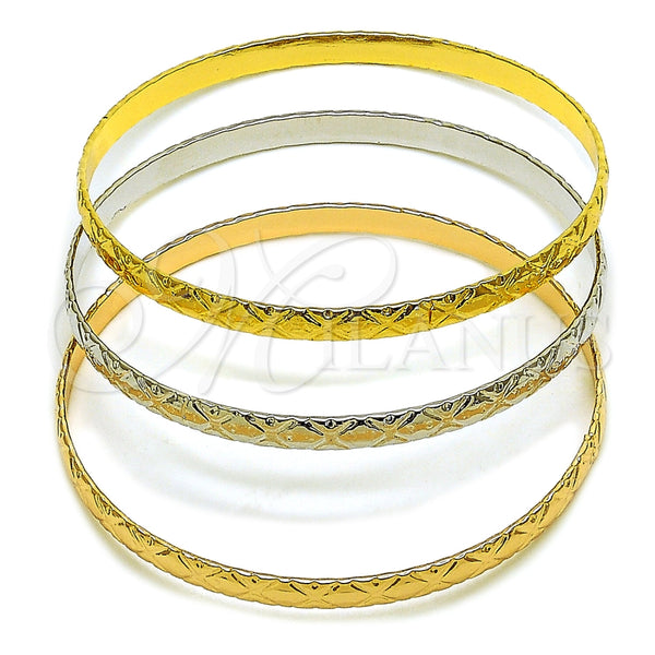 Oro Laminado Trio Bangle, Gold Filled Style Polished, Tricolor, 07.170.0081.06 (Thickness, Size 6 (2.75 Diameter))