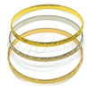 Oro Laminado Trio Bangle, Gold Filled Style Polished, Tricolor, 07.170.0081.06 (Thickness, Size 6 (2.75 Diameter))