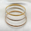 Oro Laminado Trio Bangle, Gold Filled Style Polished, Tricolor, 07.170.0082.06 (Thickness, Size 6 (2.75 Diameter))