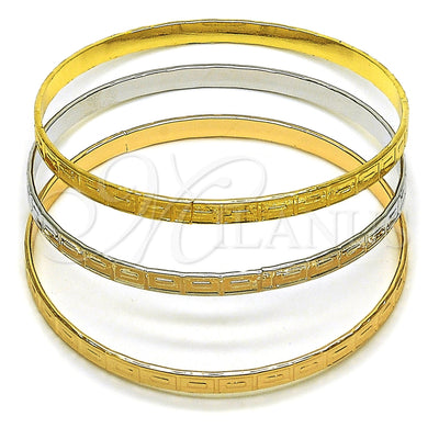 Oro Laminado Trio Bangle, Gold Filled Style Polished, Tricolor, 07.170.0082.06 (Thickness, Size 6 (2.75 Diameter))