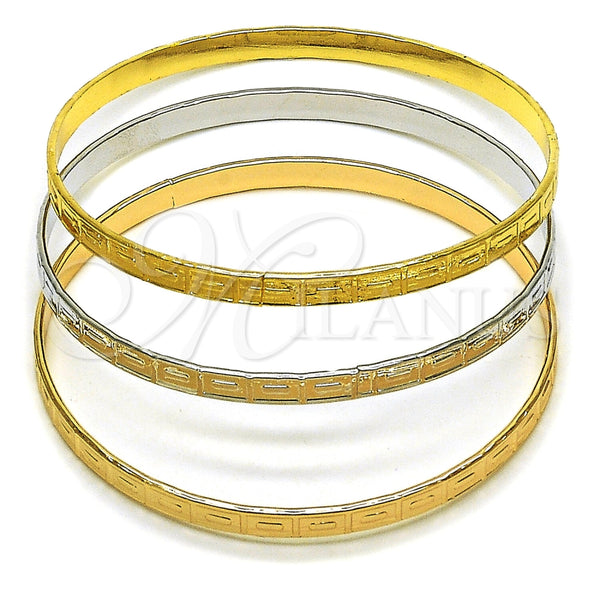 Oro Laminado Trio Bangle, Gold Filled Style Polished, Tricolor, 07.170.0082.06 (Thickness, Size 6 (2.75 Diameter))