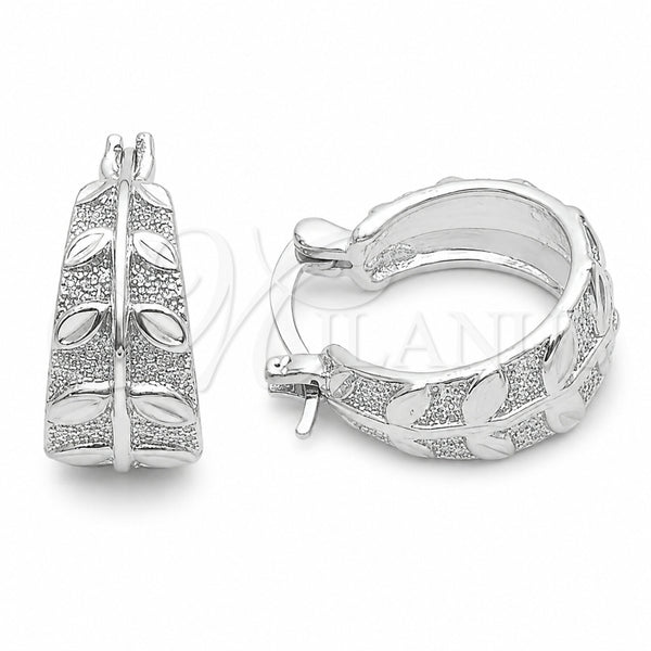 Rhodium Gold Filled Small Hoop, Leaf Design, Polished, Rhodium Finish, 02.170.0609.18