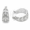 Rhodium Gold Filled Small Hoop, Leaf Design, Polished, Rhodium Finish, 02.170.0609.18