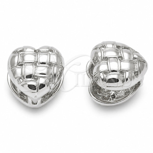 Rhodium Gold Filled Huggie Hoop, Heart Design, Polished, Rhodium Finish, 02.170.0611.16