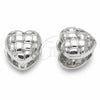 Rhodium Gold Filled Huggie Hoop, Heart Design, Polished, Rhodium Finish, 02.170.0611.16
