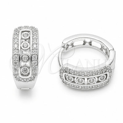 Rhodium Gold Filled Small Hoop, Cluster Design, with White Cubic Zirconia, Polished, Rhodium Finish, 02.170.0612.16